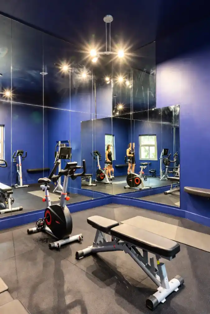 Reflective Blue Energy Gym Wall