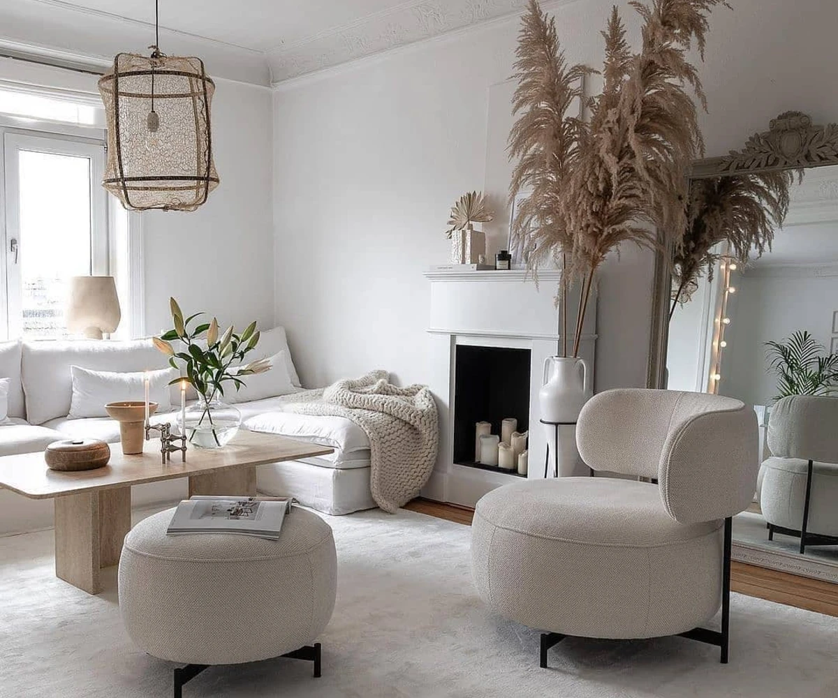 Textured White Living Space